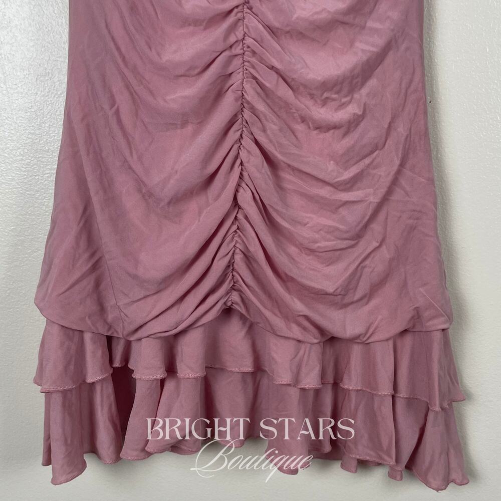 Rare Pink Ruched Mini Dress ASO Marissa Cooper The OC Ruffle Y2K Tiered Vintage - Picture 6 of 6